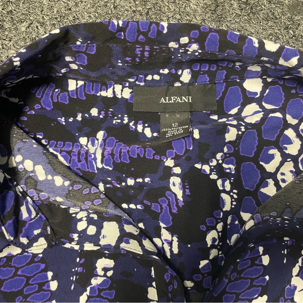 Alfani Purple & Black Sleeveless Button Down Collared Dress Size 12 - Picture 5 of 9